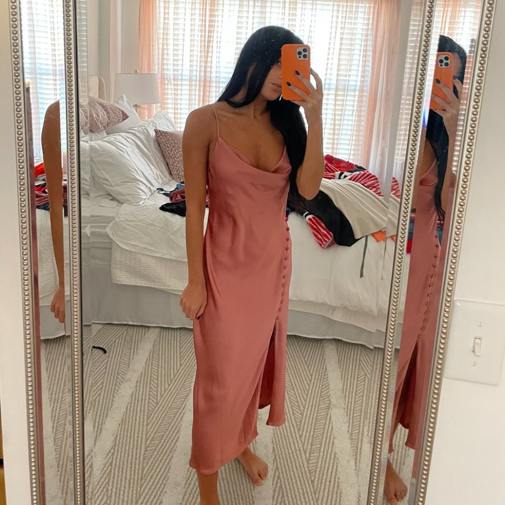 Zara pink slip w buttons